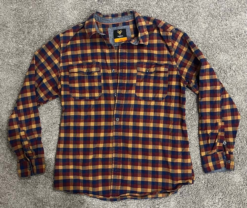 HAWX Men's Plaid Flannel Long Sleeve Work Shirt size Large
